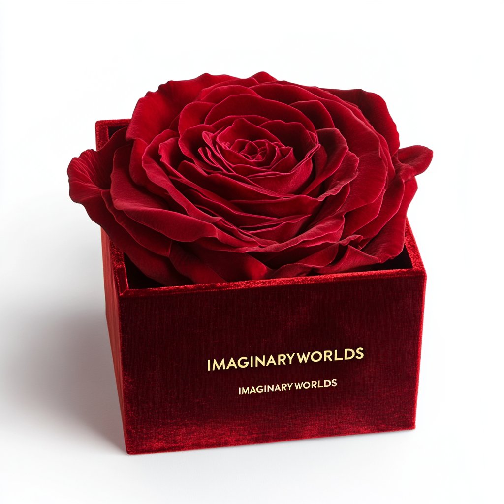 Single Red Rose Velvet Box - Imaginary Worlds