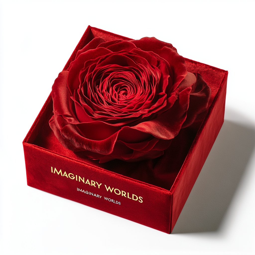 Single Red Rose Velvet Box - Imaginary Worlds