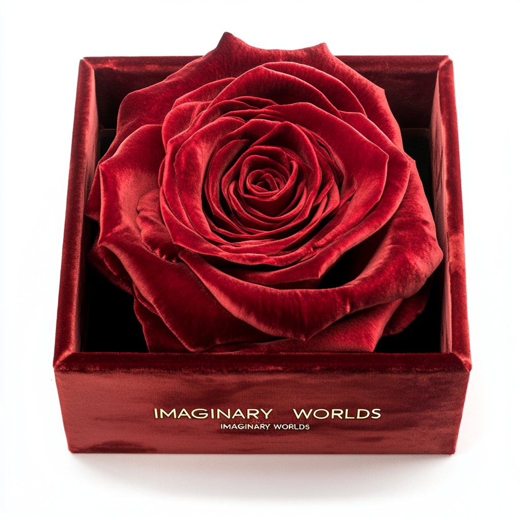 Single Red Rose Velvet Box - Imaginary Worlds