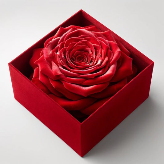 Single Red Rose Velvet Box - Imaginary Worlds