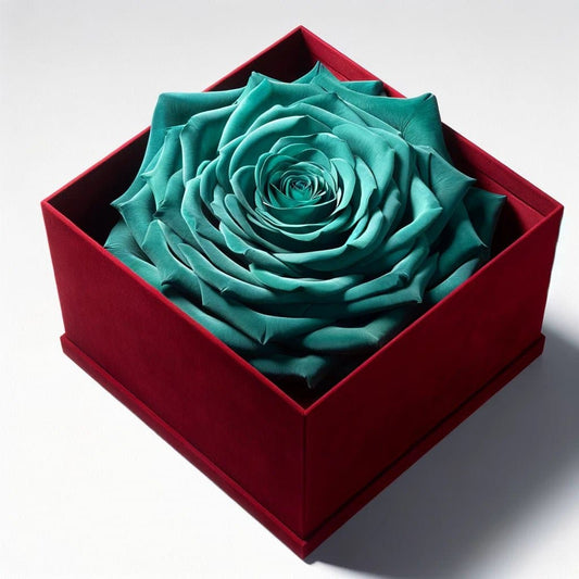 Single Teal Rose Velvet Splendor - Imaginary Worlds