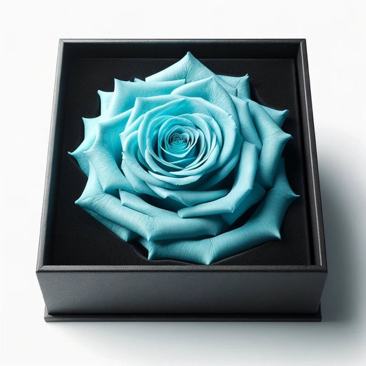 Single Tiffany Blue Rose Silk Box - Imaginary Worlds