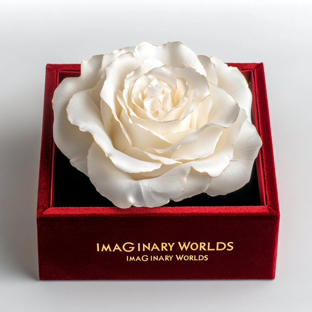 Single White Rose Velvet Purity - Imaginary Worlds