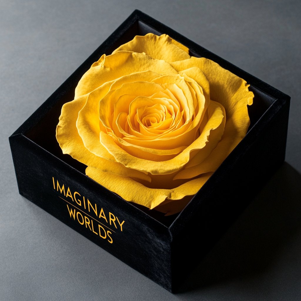 Single Yellow Rose Silk Box - Imaginary Worlds