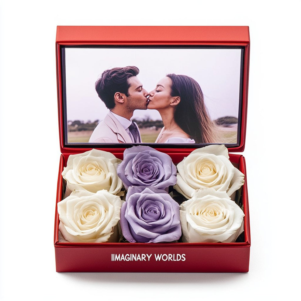 Six Roses in a Box: Dual-Tone Forever Roses Rose Box – Preserved Roses ...