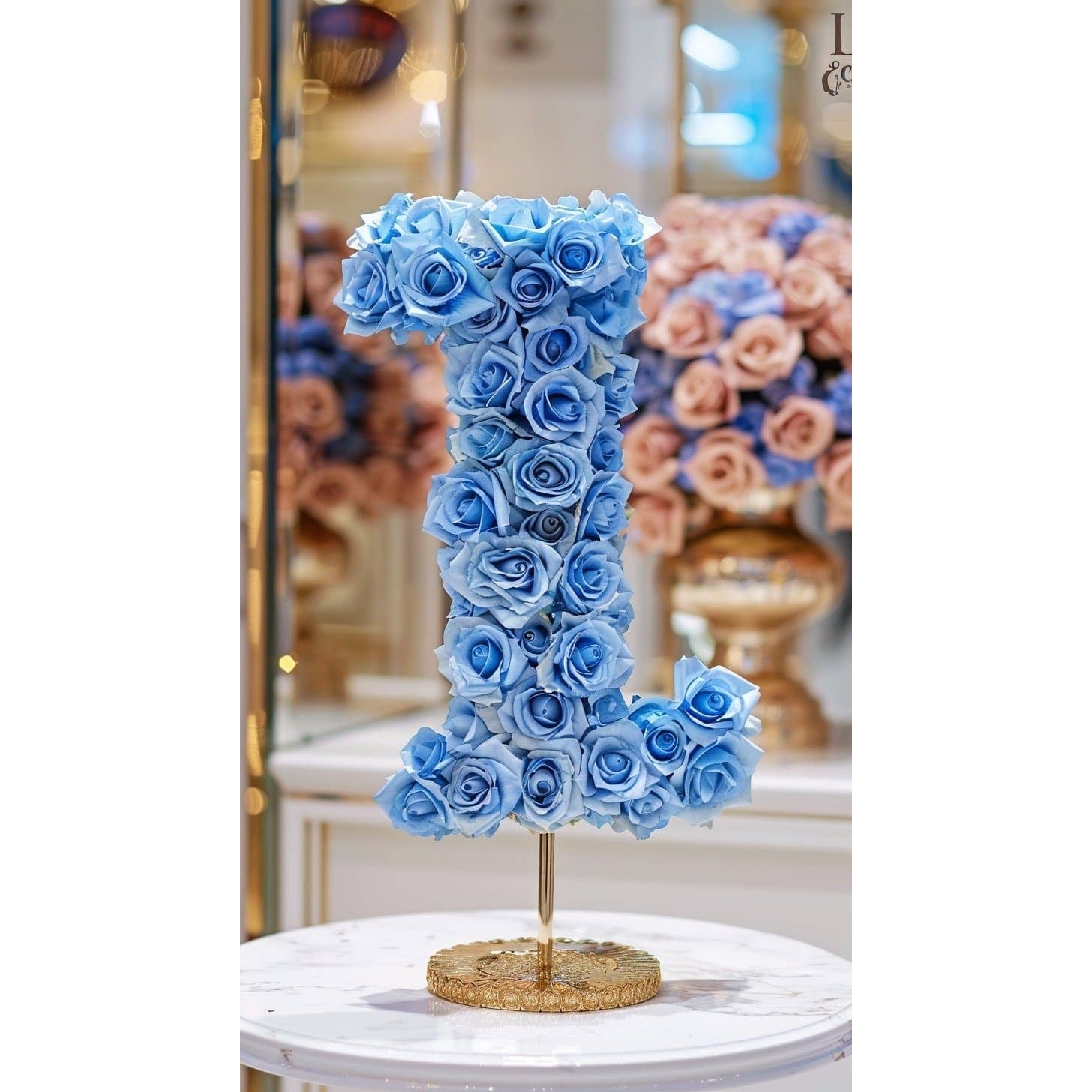 Standing Baby Blue Rose Letter L Lamp - Imaginary Worlds