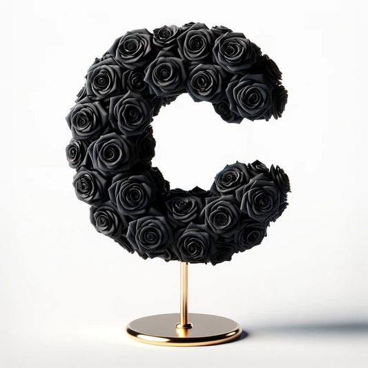 Standing Black Rose Letter C Lamp - Imaginary Worlds