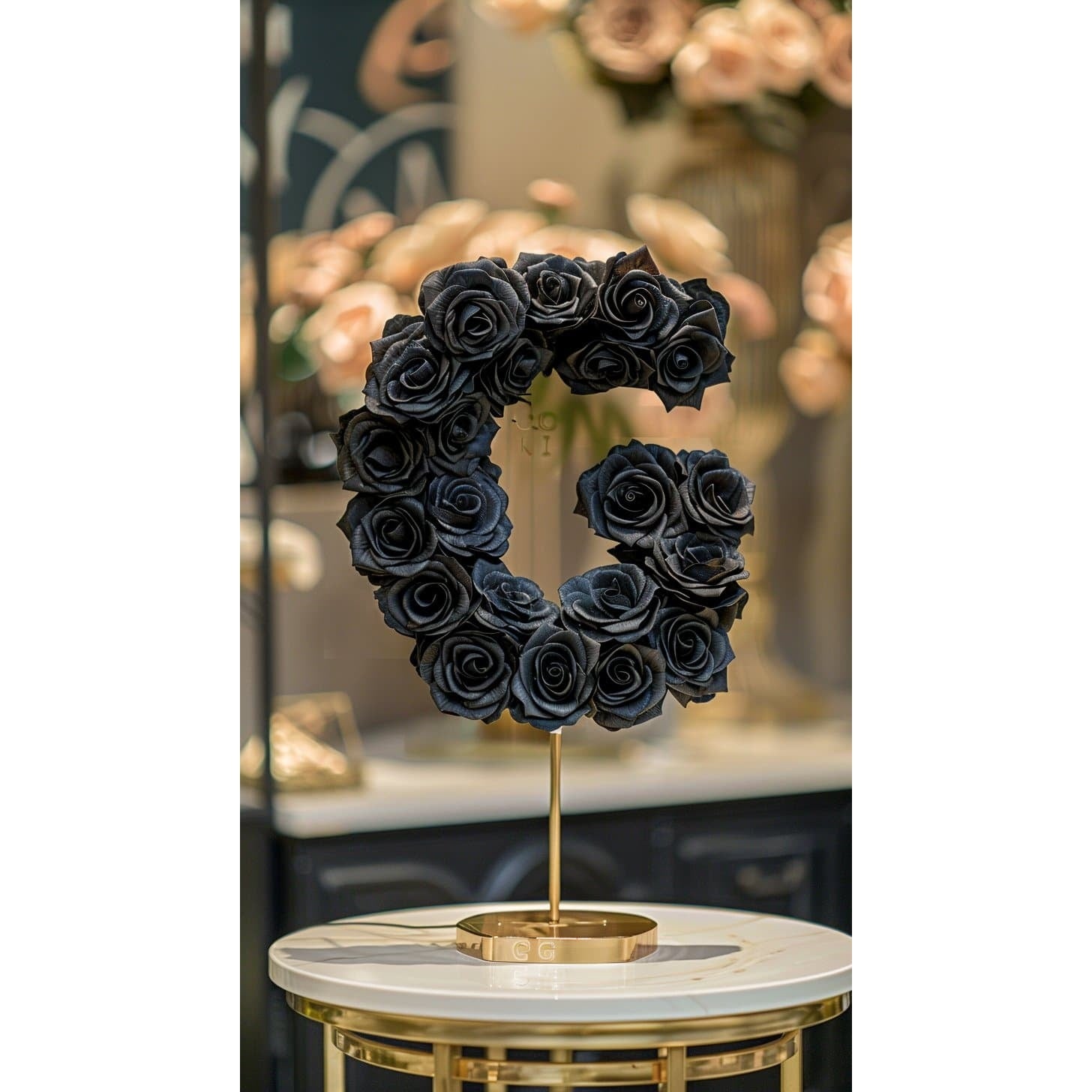 Standing Black Rose Letter G Lamp - Imaginary Worlds