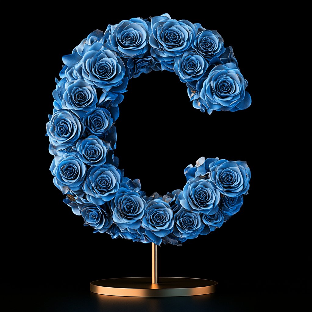 Standing Blue Rose Letter C Lamp - Imaginary Worlds