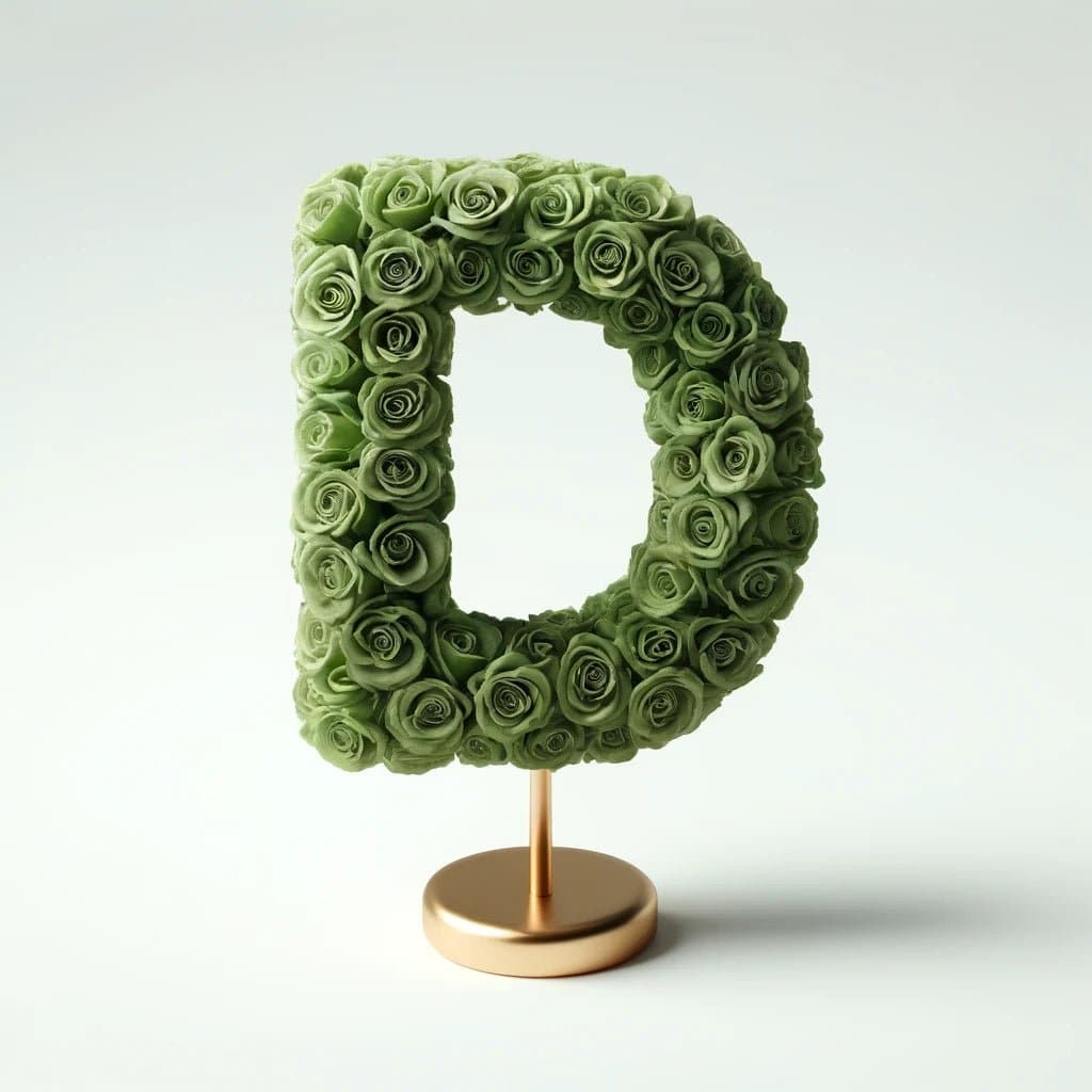 Standing Green Rose Letter D Lamp - Imaginary Worlds