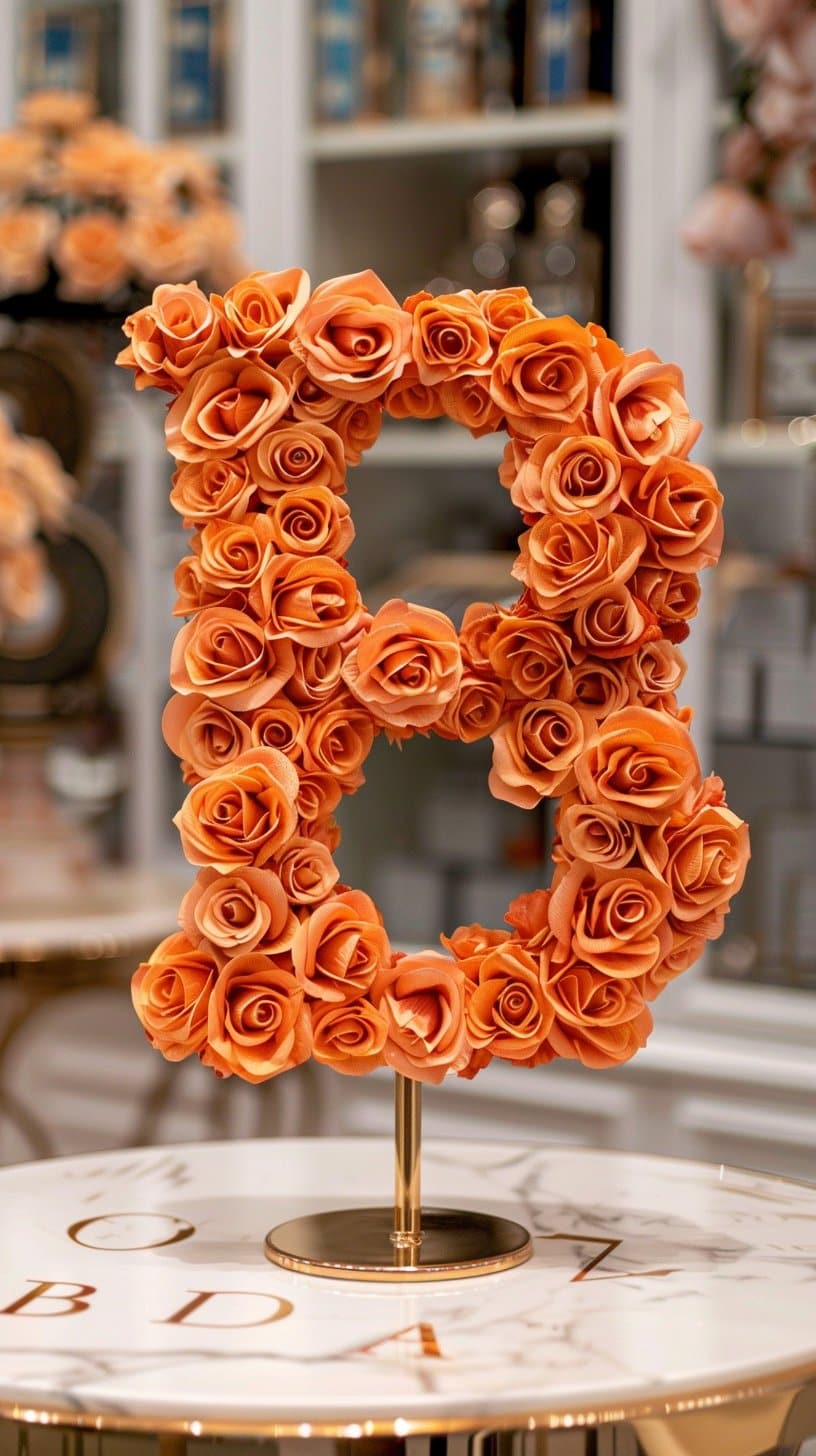 Standing Orange Rose Letter B Lamp - Imaginary Worlds