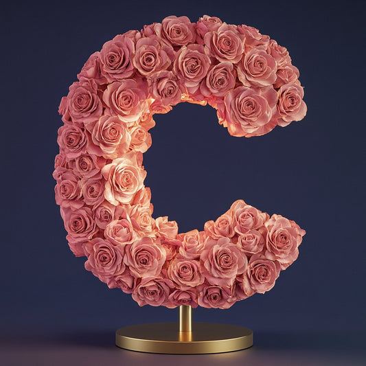 Standing Pink Rose Letter C Lamp - Imaginary Worlds