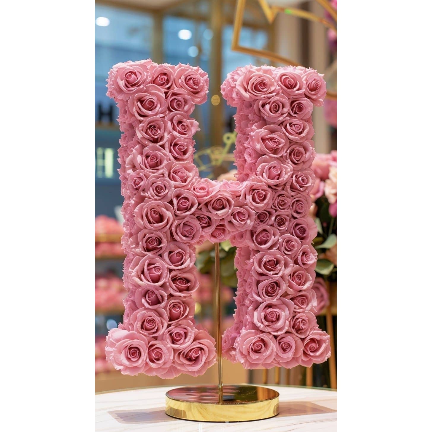 Standing Pink Rose Letter H Lamp - Imaginary Worlds