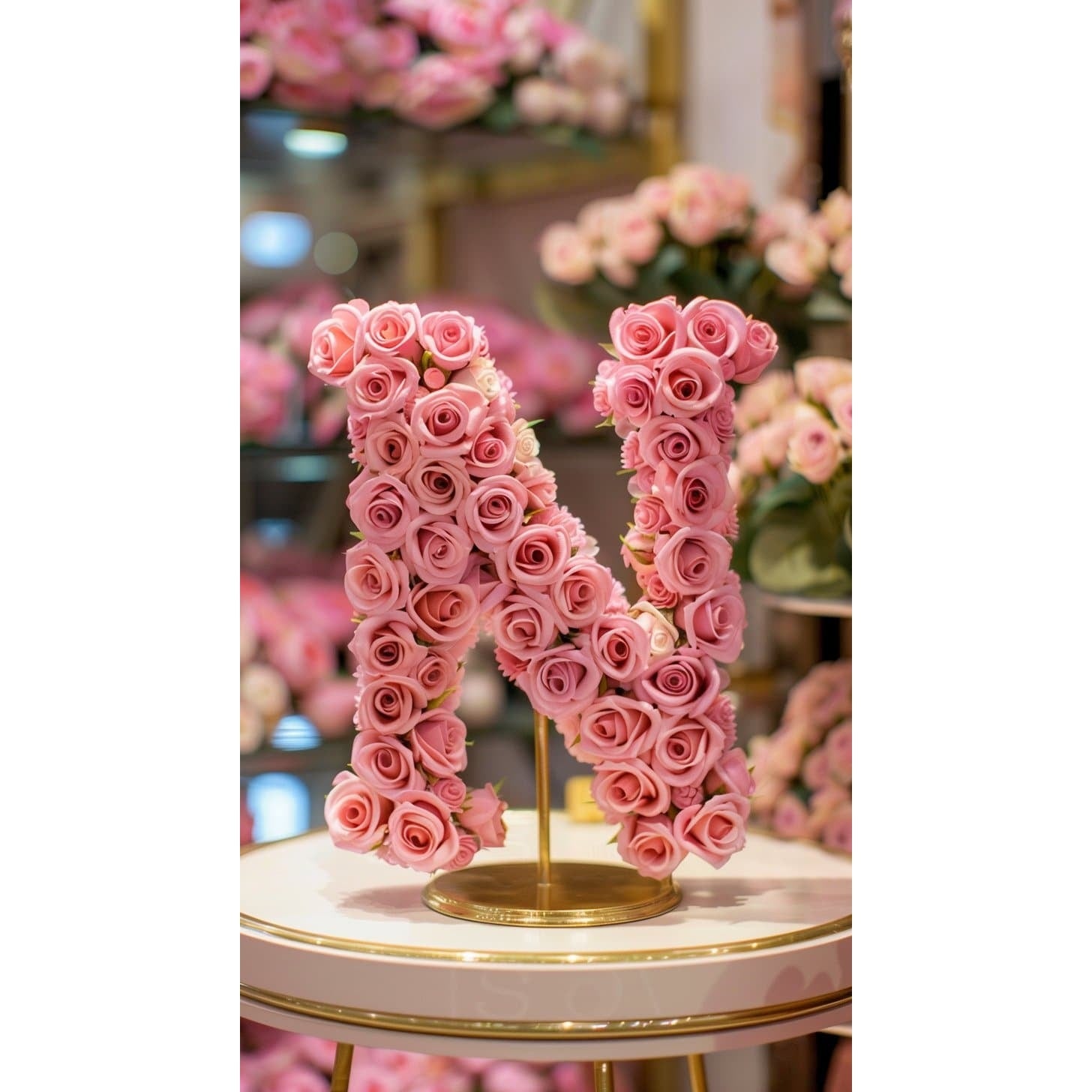 Standing Pink Rose Letter N Lamp - Imaginary Worlds