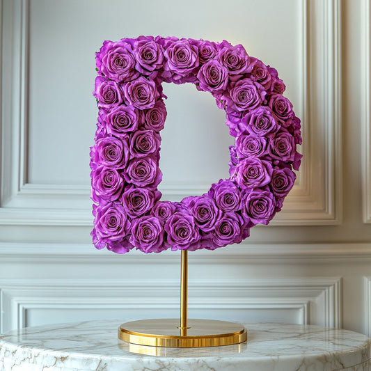 Standing Purple Rose Letter D Lamp - Imaginary Worlds