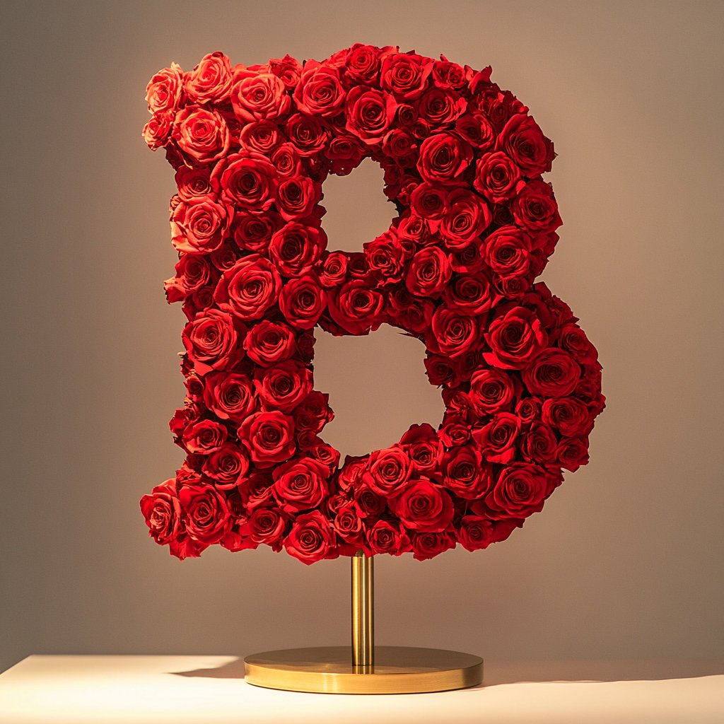 Standing Red Rose Letter B Lamp - Imaginary Worlds