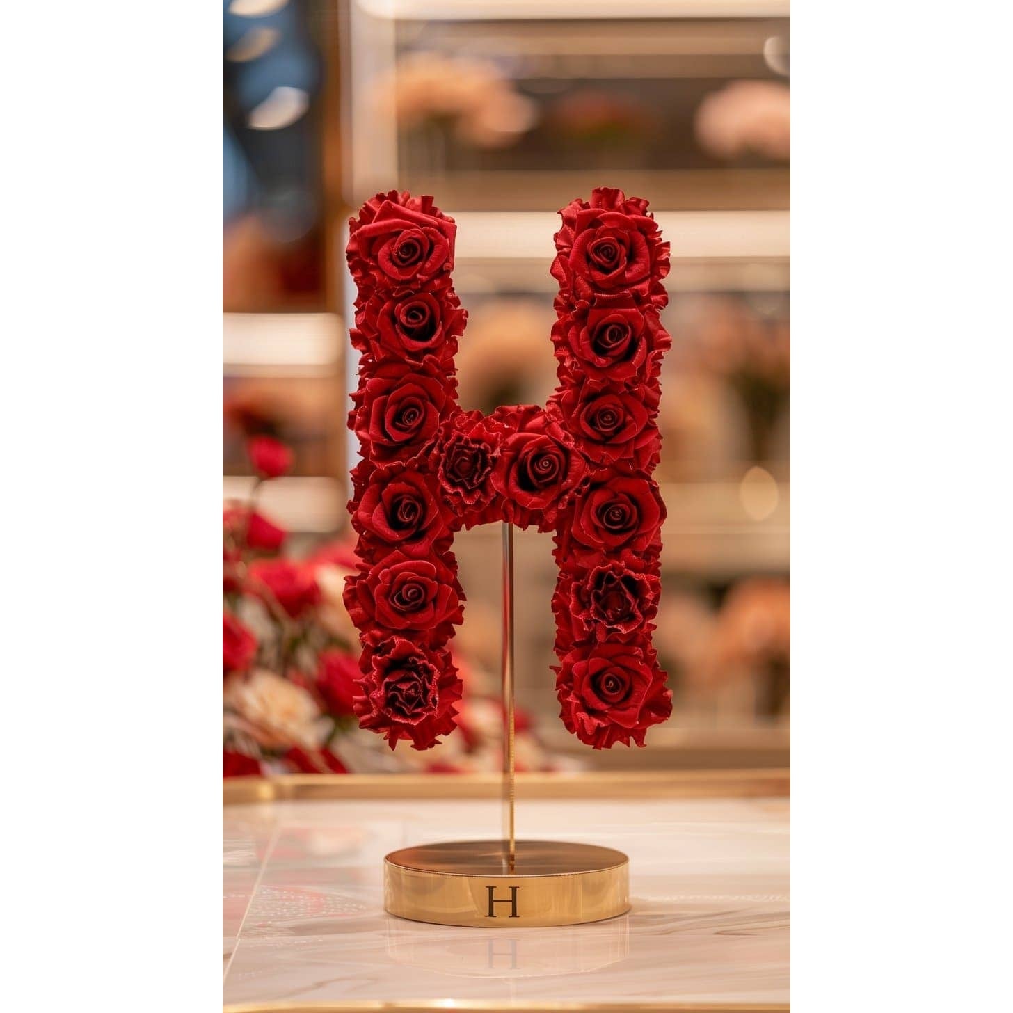 Standing Red Rose Letter H Lamp - Imaginary Worlds