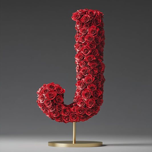 Standing Red Rose Letter J Lamp - Imaginary Worlds