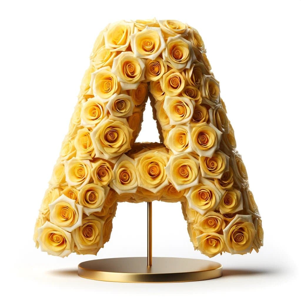 Standing Yellow Rose Letter A Lamp - Imaginary Worlds