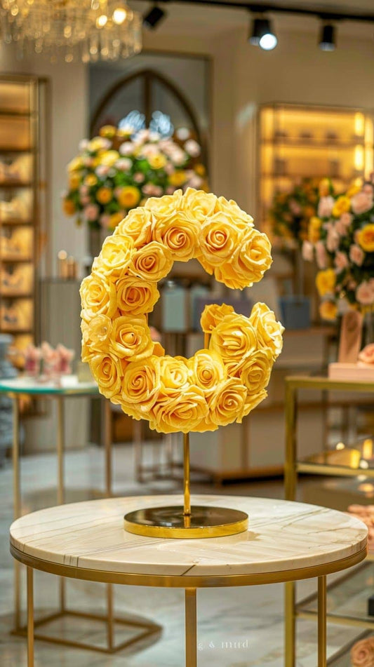 Standing Yellow Rose Letter G Lamp - Imaginary Worlds