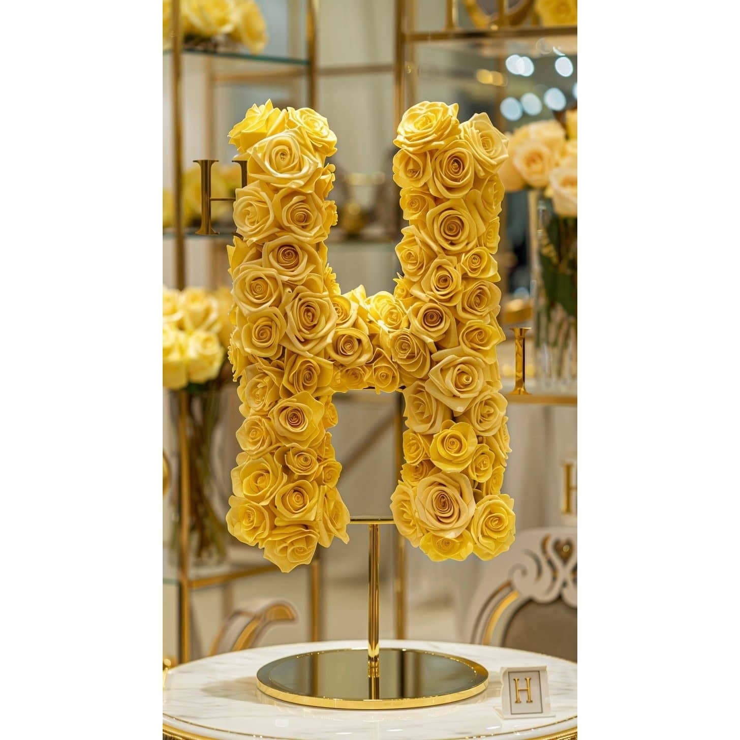 Standing Yellow Rose Letter H Lamp - Imaginary Worlds