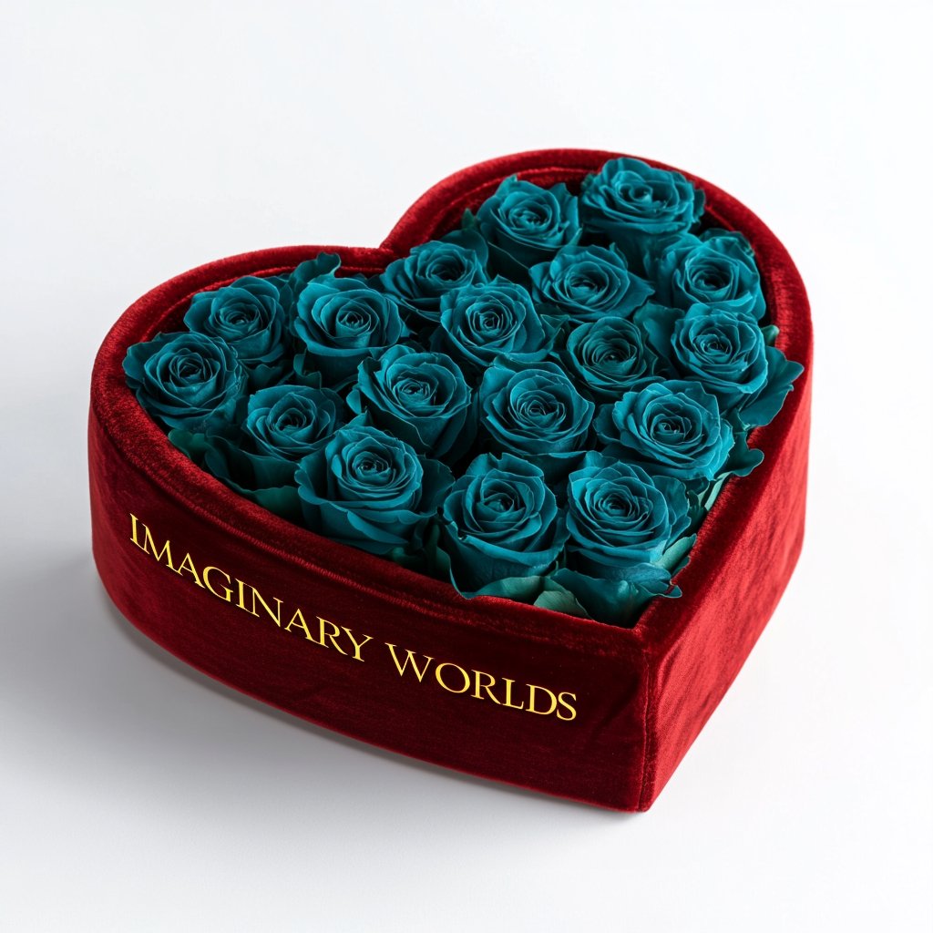 U Shape Roses Teal Forever Roses in Heart-Shaped Velvet Box – Preserved Roses at ...