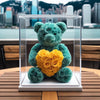 Teal Rose Bear with Yellow Roses Heart - Imaginary Worlds