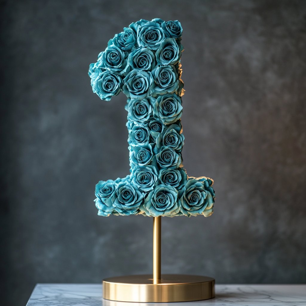 Teal Rose Eternal Number 1 Lamp - Imaginary Worlds