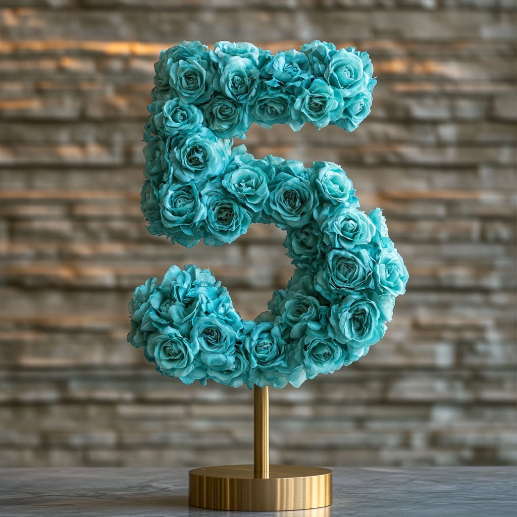 Teal Rose Eternal Number 5 Lamp - Imaginary Worlds