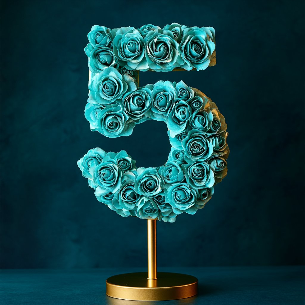 Teal Rose Eternal Number 5 Lamp - Imaginary Worlds