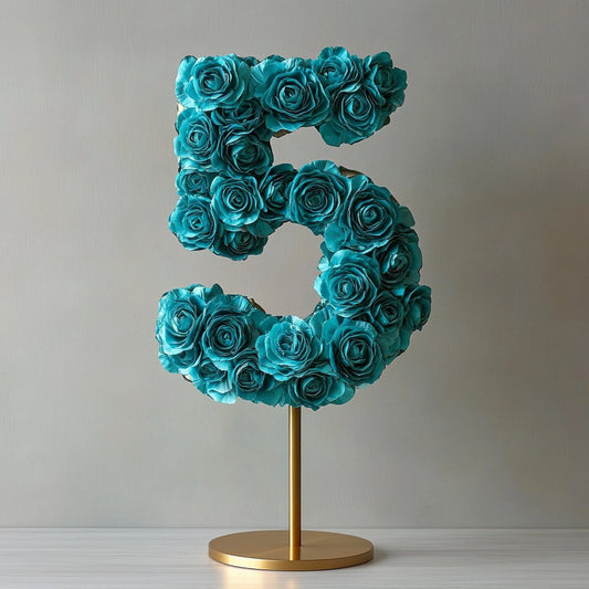 Teal Rose Eternal Number 5 Lamp - Imaginary Worlds