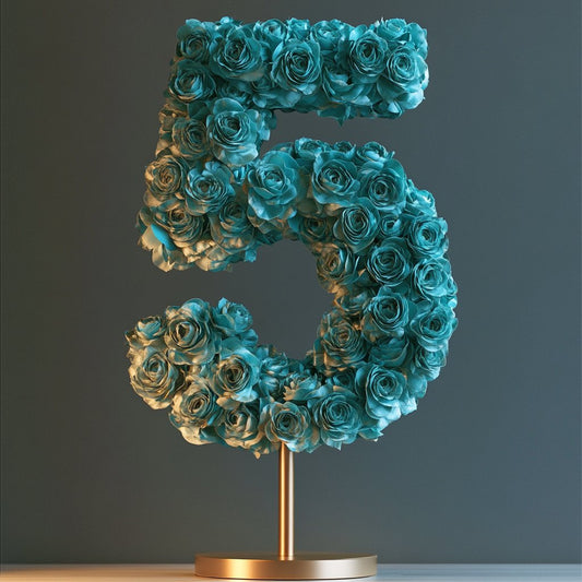 Teal Rose Eternal Number 5 Lamp - Imaginary Worlds