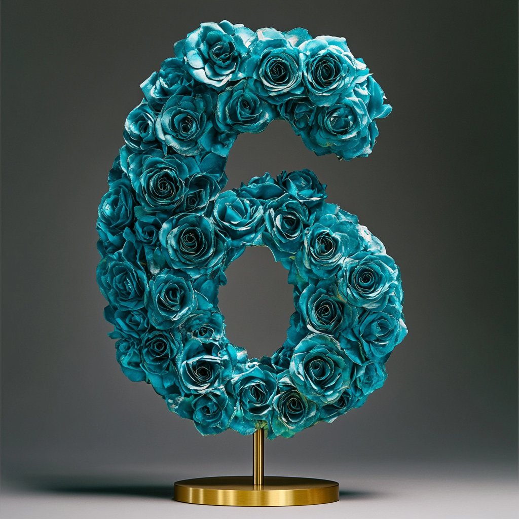 Teal Rose Eternal Number 6 Lamp - Imaginary Worlds