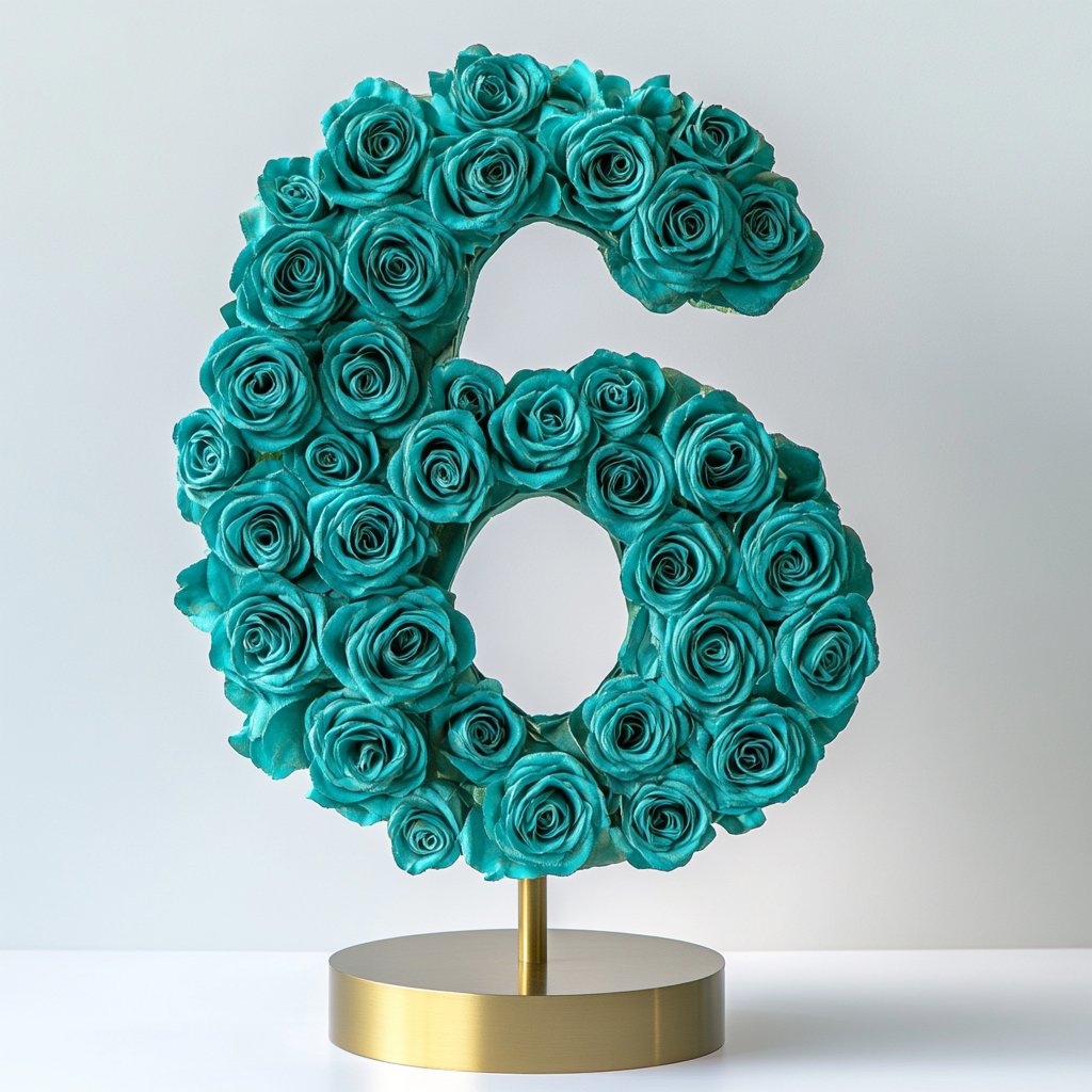 Teal Rose Eternal Number 6 Lamp - Imaginary Worlds