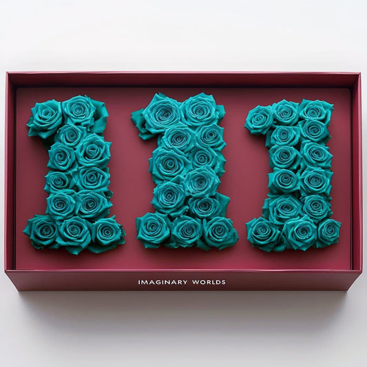 Teal Roses 111 Rose Box - Imaginary Worlds
