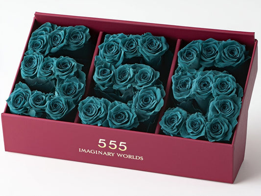 Teal Roses 555 Rose Box - Imaginary Worlds