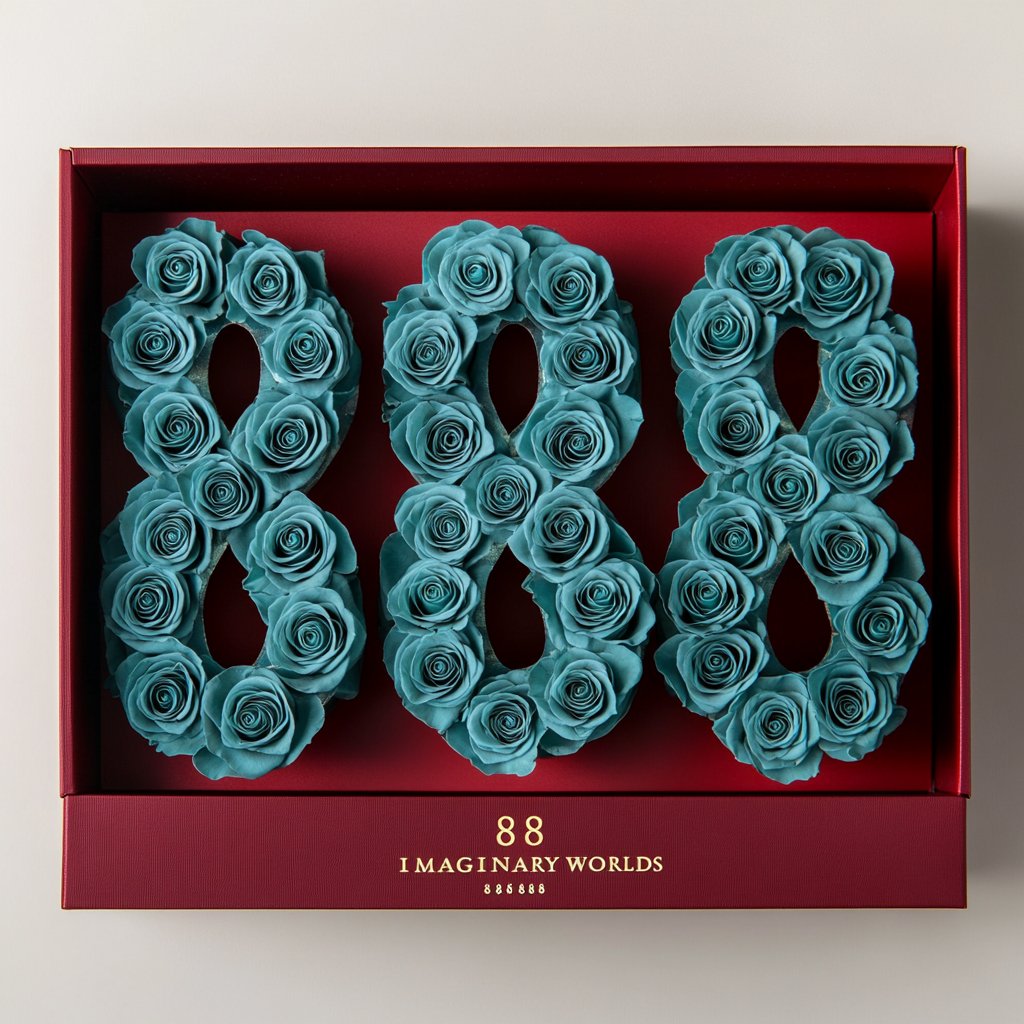 Teal Roses 888 Rose Box - Imaginary Worlds