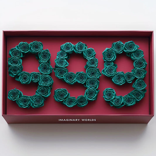 Teal Roses 999 Rose Box - Imaginary Worlds