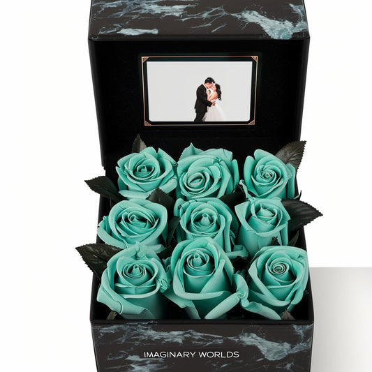 Teal Roses Forever Multimedia Keepsake Box - Imaginary Worlds