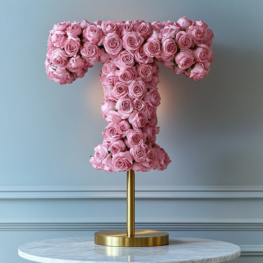 Tethys Pink Rose Letter T Lamp - Imaginary Worlds