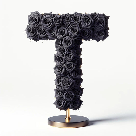 Thanatos Black Rose Letter T Lamp - Imaginary Worlds