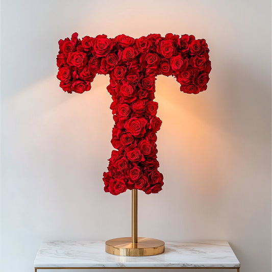 Thanatos Red Rose Letter T Lamp - Imaginary Worlds