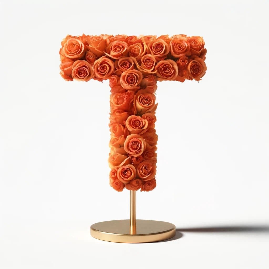 Themis Orange Rose Letter T Lamp - Imaginary Worlds