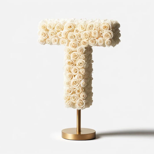 Themis White Rose Letter T Lamp - Imaginary Worlds