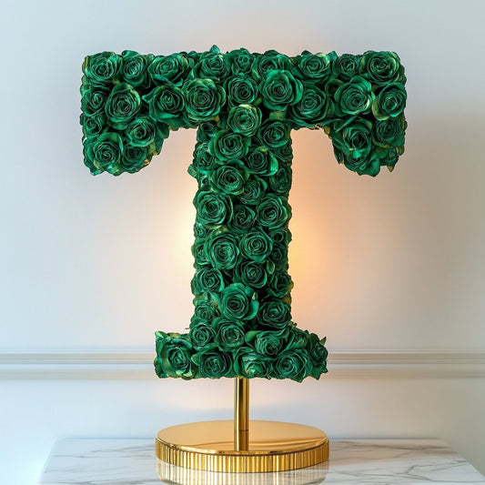 Thetis Green Rose Letter T Lamp - Imaginary Worlds