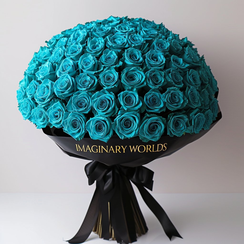 Turquoise Roses Flower Bouquet - Imaginary Worlds