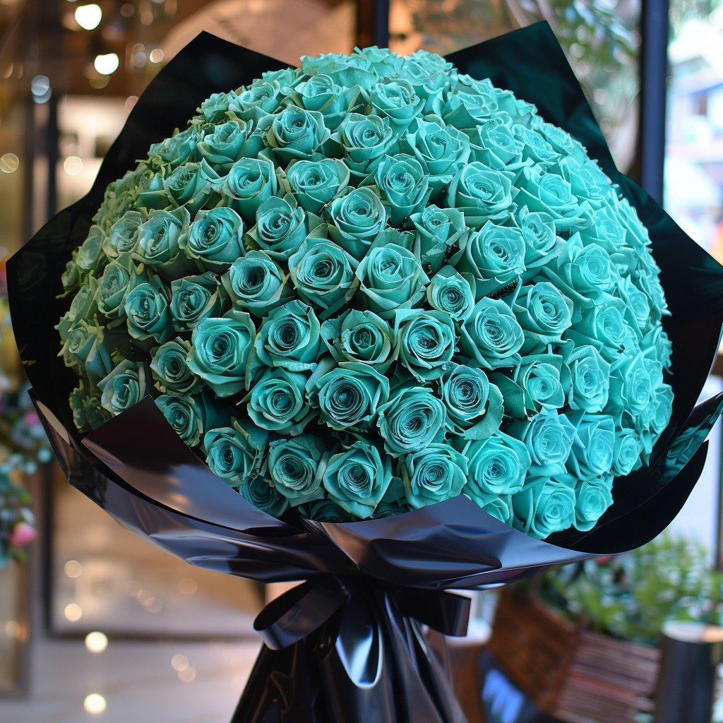 Turquoise Roses Flower Bouquet - Imaginary Worlds