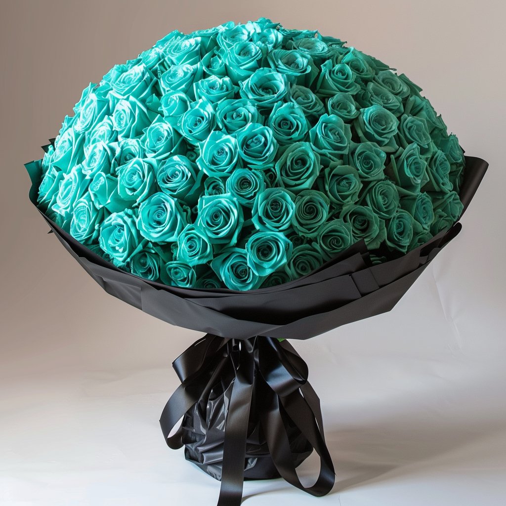 Turquoise Roses Flower Bouquet - Imaginary Worlds