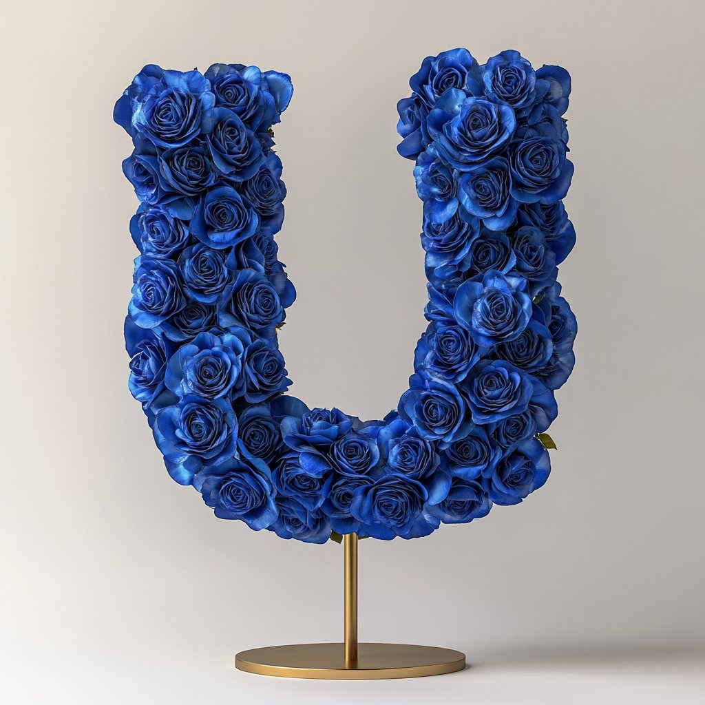 Urania Blue Rose Letter U Lamp - Imaginary Worlds