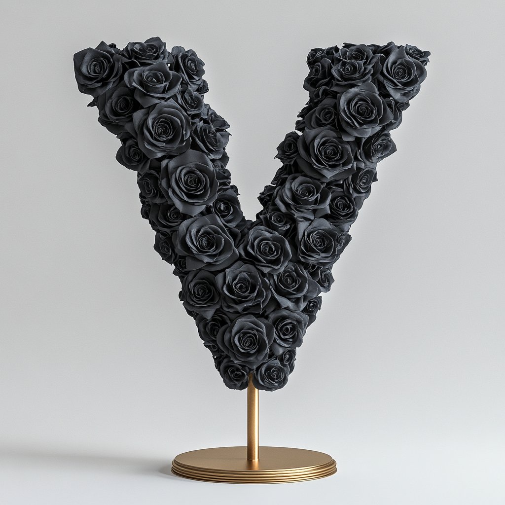 Venus Black Rose Letter V Lamp - Imaginary Worlds